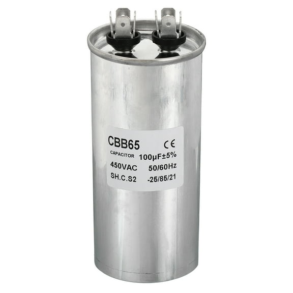 Uxcell CBB65 100uF Run Capacitor,100mfd 1Pcs AC 450V Aluminum Case with 2 Terminal