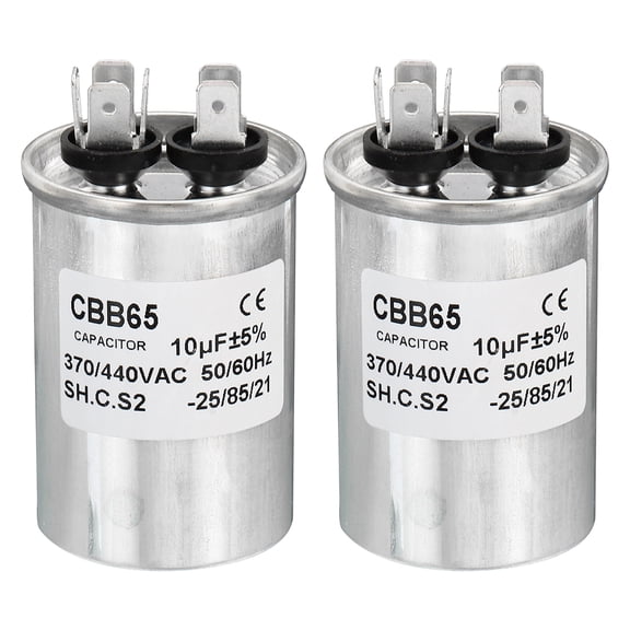 Uxcell CBB65 10uF Run Capacitor,10mfd 2Pcs AC 370/440V Aluminum Case with 2 Terminal