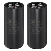 Uxcell CD60 Capacitor 161-193 UF/Mfd, 250 VAC CD60 Run Motor Start Capacitor for Electric Fan Motor Starting Well Pump Black, Pack of 2