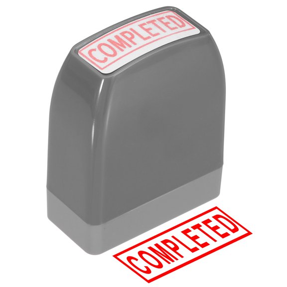 Uxcell COMPLETED Notice Stamp Self Inking, Red Ink Refillable Office Stamp Pre Inked Message Business, Grey