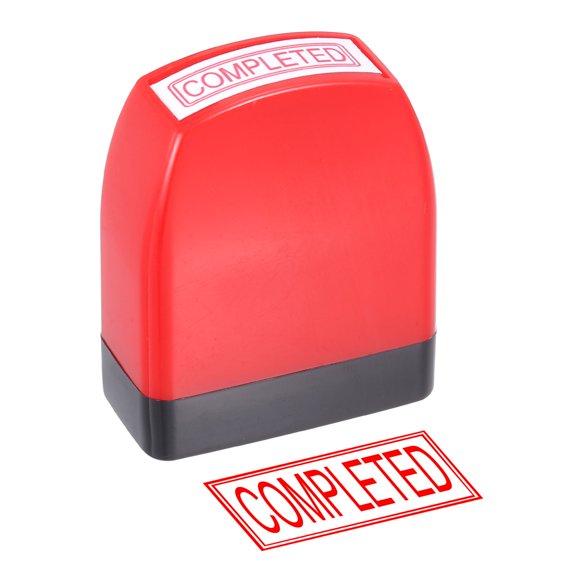 Uxcell COMPLETED Notice Stamp Self Inking, Red Ink Refillable Office Stamp Pre Inked Message Business, Red Black