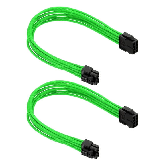 Uxcell CPU Power Cable 12 Inch(30cm) 18AWG EPS-12V, 2Pcs CPU 8 Pin Male to 8 Pin(4+4 Detachable) Male for Motherboard Power Adapter, Black Green
