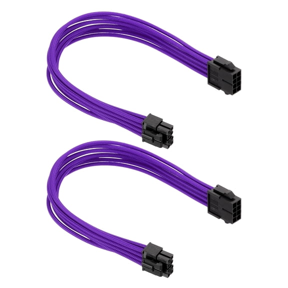 Uxcell CPU Power Cable 12 Inch(30cm) 18AWG EPS-12V, 2Pcs CPU 8 Pin Male to 8 Pin(4+4 Detachable) Male for Motherboard Power Adapter, Black Purple