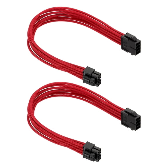 Uxcell CPU Power Cable 12 Inch(30cm) 18AWG EPS-12V, 2Pcs CPU 8 Pin Male to 8 Pin(4+4 Detachable) Male for Motherboard Power Adapter, Black Red