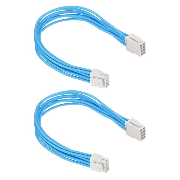 Uxcell CPU Power Cable 12 Inch(30cm) 18AWG EPS-12V, 2Pcs CPU 8 Pin Male to 8 Pin(4+4 Detachable) Male for Motherboard Power Adapter, White Blue