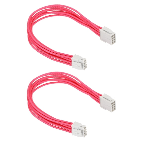 Uxcell CPU Power Cable 12 Inch(30cm) 18AWG EPS-12V, 2Pcs CPU 8 Pin Male to 8 Pin(4+4 Detachable) Male for Motherboard Power Adapter, White Pink
