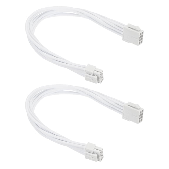 Uxcell CPU Power Cable 12 Inch(30cm) 18AWG EPS-12V, 2Pcs CPU 8 Pin Male to 8 Pin(4+4 Detachable) Male for Motherboard Power Adapter, White