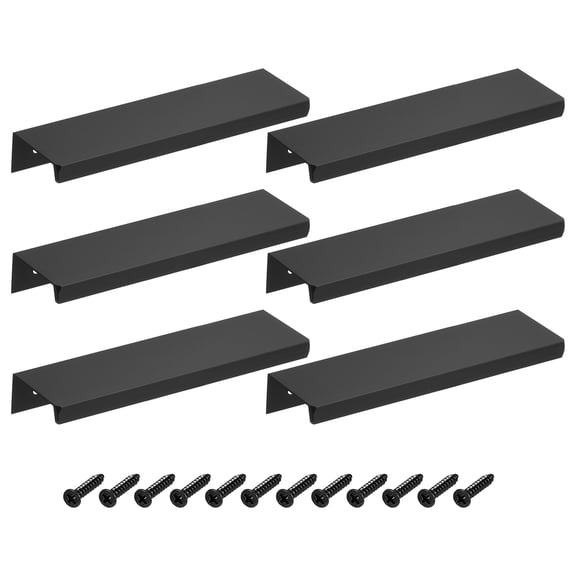 Uxcell Cabinet Finger Edge Pull, 10pcs 120mm/4.72 Aluminum Alloy Back Mount Hidden Cabinet Pulls for Drawer, Black