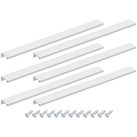 Uxcell Cabinet Finger Edge Pull, 10pcs 400mm/15.75 Aluminum Alloy Back Mount Hidden Cabinet Pulls for Drawer, Silver