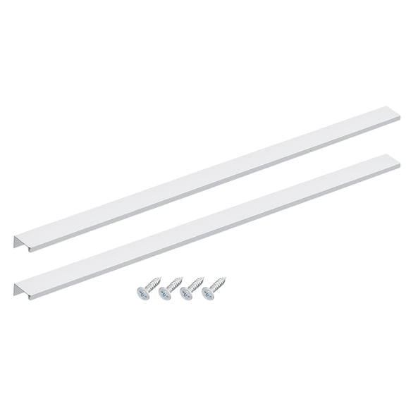 Uxcell Cabinet Finger Edge Pull, 2pcs 600mm/23.62 Aluminum Alloy Back Mount Hidden Cabinet Pulls for Drawer, Silver