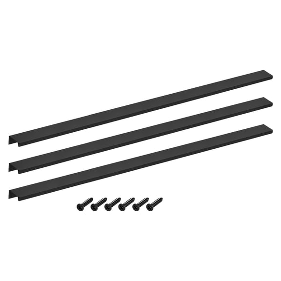 Uxcell Cabinet Finger Edge Pull, 3pcs 600mm/23.62 Aluminum Alloy Back Mount Hidden Cabinet Pulls for Drawer, Black