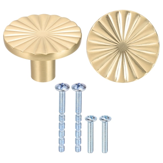 Uxcell Cabinet Knobs Modern Round Drawer Pulls Zinc Alloy Furniture Handle for Closet Dresser Cupboard Kitchen Bedroom Bathroom 2 Gold