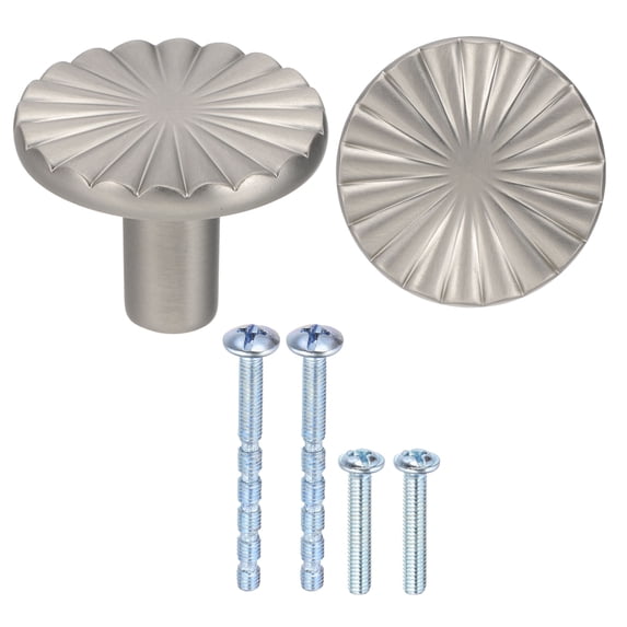 Uxcell Cabinet Knobs Modern Round Drawer Pulls Zinc Alloy Furniture Handle for Closet Dresser Cupboard Kitchen Bedroom Bathroom 2 Silver