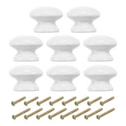 Uxcell Cabinet Knobs, Round Drawer Dresser Knobs Wood Handles Knobs Drawer Pulls with Screw White 1-3/8 Inch