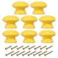 thumbnail image 1 of Uxcell Cabinet Knobs, Round Drawer Dresser Knobs Wood Handles Knobs Drawer Pulls with Screw Yellow 1-3/8 Inch, 1 of 7