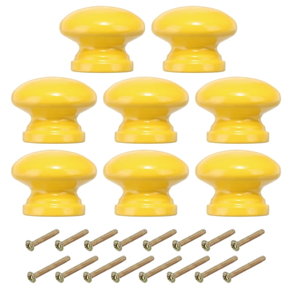 Uxcell Cabinet Knobs, Round Drawer Dresser Knobs Wood Handles Knobs Drawer Pulls with Screw Yellow 1-3/8 Inch