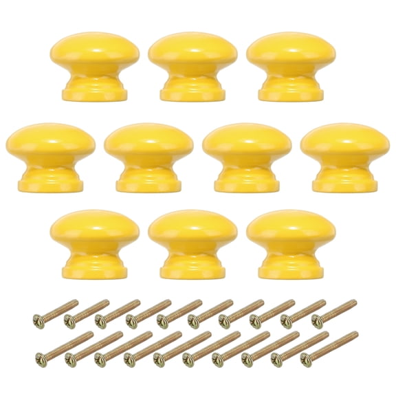 Uxcell Cabinet Knobs Round Drawer Dresser Knobs Wood Handles Knobs Drawer Pulls with Screws Yellow