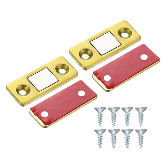 Uxcell Cabinet Magnetic Catch, Adhesive Cabinet Door Magnetic Catch for Kitchen Drawer Door, Gold Tone 2 Pack