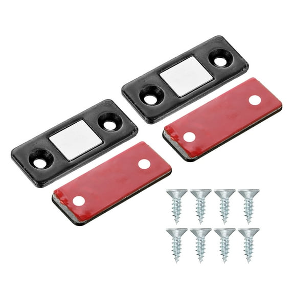 Uxcell Cabinet Magnetic Catch, Ultra Thin Adhesive Cabinet Door Magnetic Catch for Kitchen Drawer Door, Black 2 Pack