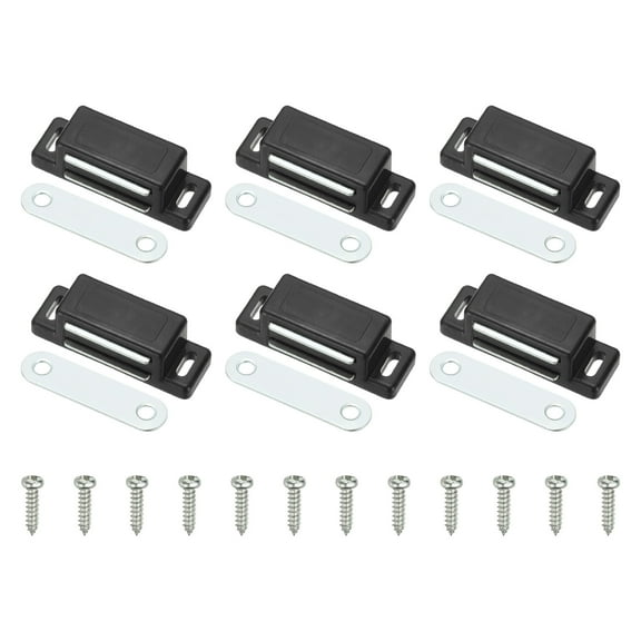 Uxcell Cabinet Magnets For Closure [6pcs] - Magnetic Door Latch for Kitchen & Cabinet Door Drawer Latch - [Black - 1.77 IN]