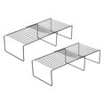 thumbnail image 1 of Uxcell Cabinet Shelf Organizer Rack, 2Pcs 5 Inch Expandable Metal Cabinet Storage Shelves Space Saver Rack for Counter Kitchen Bathroom, Black, 1 of 7