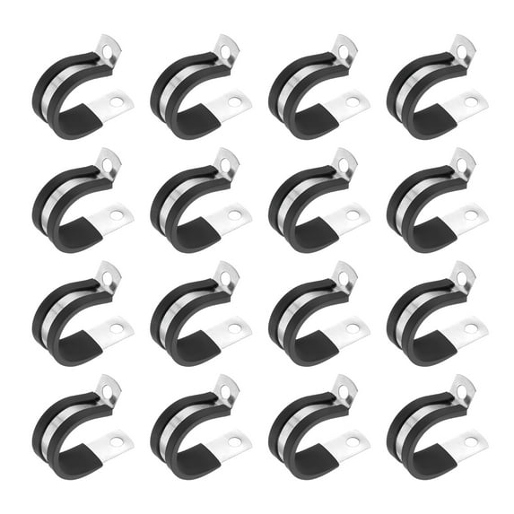 Uxcell Cable Clamp, Stainless Steel Rubber Cushioned Insulated Pipe Clamps for Tube Hose Cable Installation 8/9 Inch