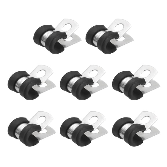 Uxcell Cable Clamp, Stainless Steel Rubber Cushioned Insulated Pipe Metal Clamp for Tube Pipe Hose Cable Wire Cord Installation 1/4 Inch