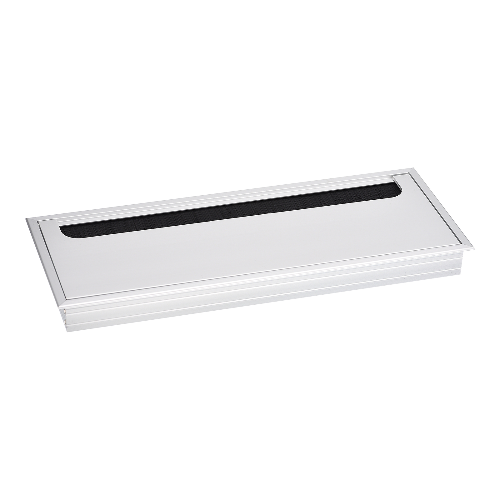 Uxcell Cable Hole Cover 290mm x 110mm Aluminum Alloy Rectangle Desk Grommet, Silver