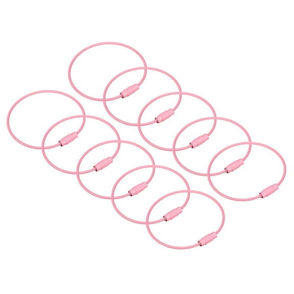 Uxcell Cable Key Rings 160mm Wire Keychain Twist Loops Pink 12 Pack