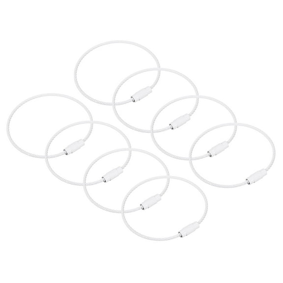 Uxcell Cable Key Rings 160mm Wire Keychain Twist Loops White 8 Pack