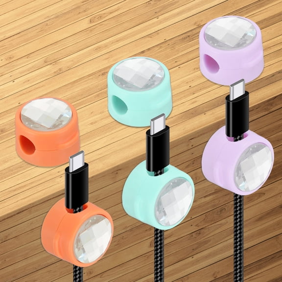 Uxcell Cable Organizer Holder, Magnetic Spring Desk Cable Management Clips Adhesive Cord Holder Keeper for Office Orange/Blue/Purple