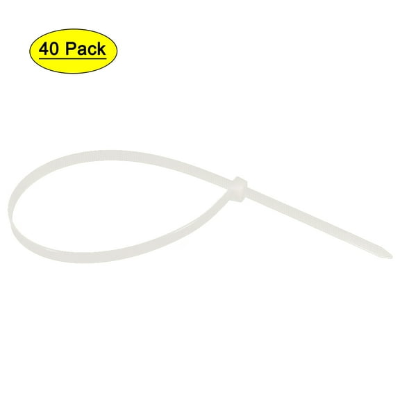 Uxcell Cable Ties Cable Zip Ties Adjustable Cable Tie Wraps Self-Locking Nylon 19.69" x 0.17" White 40pcs