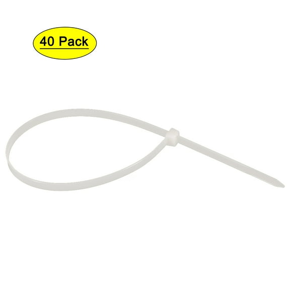 Uxcell Cable Ties Cable Zip Ties Adjustable Cable Tie Wraps Self-Locking Nylon 19.69" x 0.19" White 40pcs