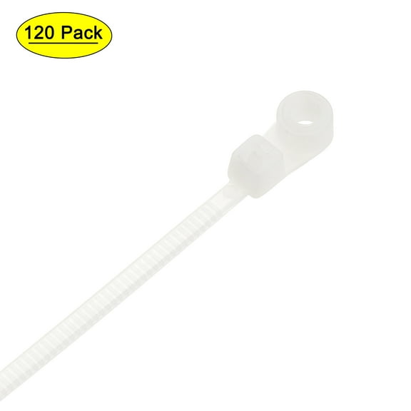 Uxcell Cable Zip Ties Mount Head Cable Zip Ties Screw Hole Nylon Wire Strap 8" x 0.14" White 80pcs