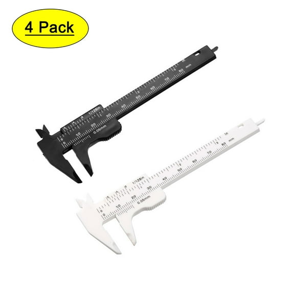 Uxcell Caliper 80mm 3 inch Mini Double Scale Plastic Ruler Measuring Tools 4 Pack