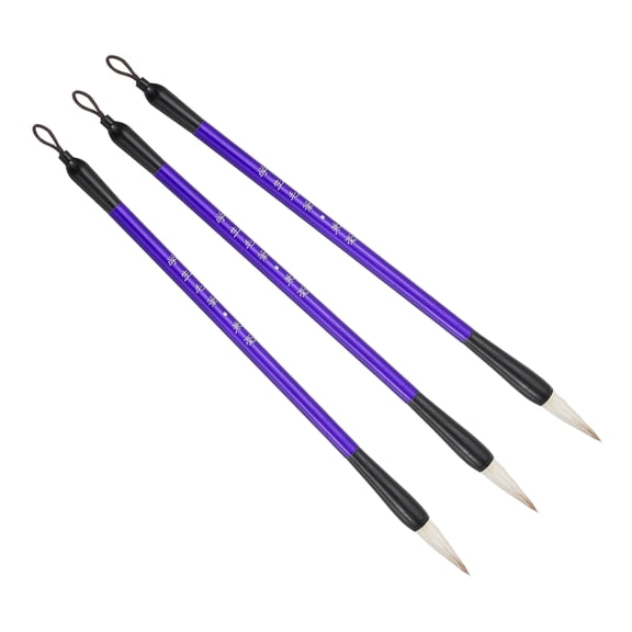 Uxcell Calligraphy Brush, Watercolor Ink Painting Calligraphy Writing Brush Aluminum Rod Handle, Purple 3 Pack