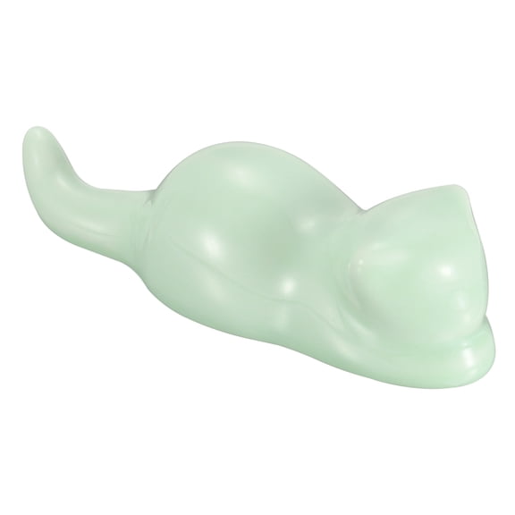 Uxcell Calligraphy Writing Brush Rack, 2 Ports Ceramic Brush Holder Cat Shaped Pen Rest for Desktop Classroom Office, Green