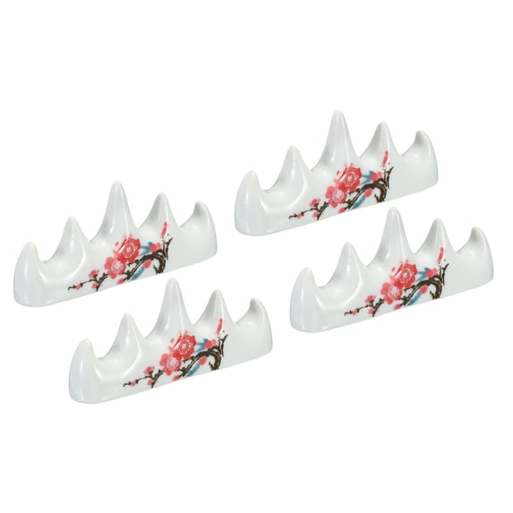 Uxcell Calligraphy Writing Brush Rack, 4 Pack 4 Ports Ceramic Chinese Calligraphy Brush Pen Holder Stand Rest, White