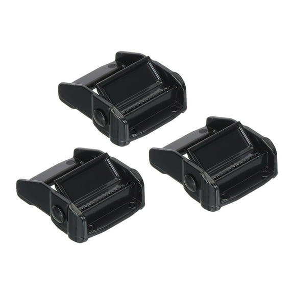 Uxcell Cam Buckle, Metal Press Lock Fasteners 1.94" for 1-1/4" 32mm Tie Down Webbing Strap, Black 3 Pack
