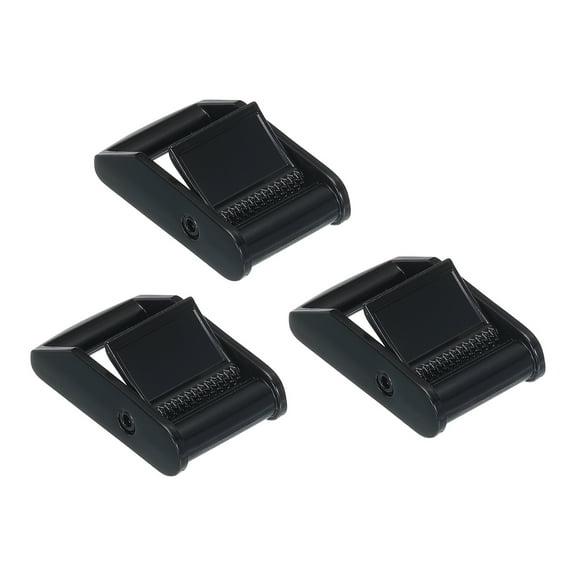 Uxcell Cam Buckle Metal Press Lock Fasteners 2.07" for 1" 25mm Tie Down Webbing Strap, Black, 3 Pack