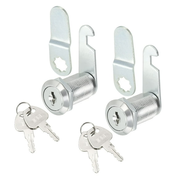 Uxcell Cam Lock, 1-1/8" Cylinder Length Fits Up to 7/8" Thick Panel, Keyed Alike Zinc Alloy 2Pack