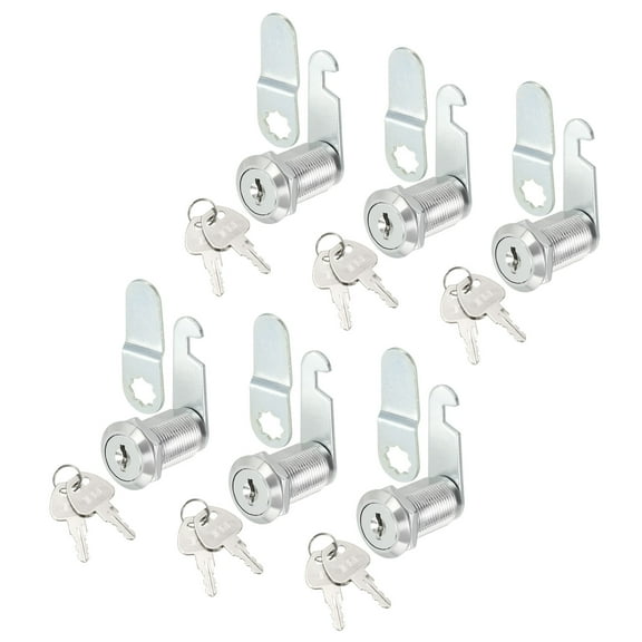 Uxcell Cam Lock, 1-1/8" Fits Up to 7/8" Thick Panel, Keyed Alike Zinc Alloy 6Pcs