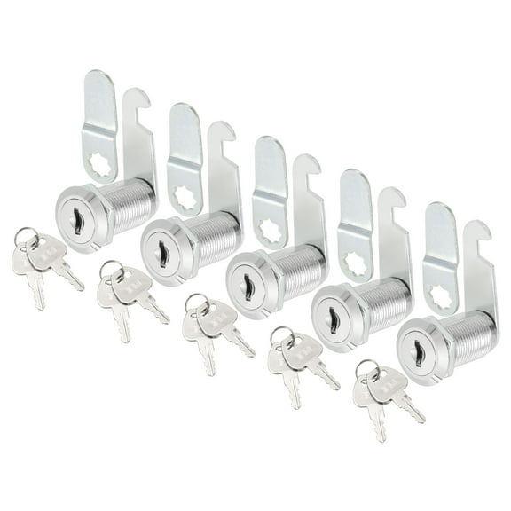 Uxcell Cam Lock, 1-1/8" Fits Up to 7/8" Thick Panel, Keyed Different Zinc Alloy 5Pack