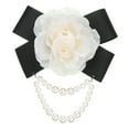 thumbnail image 1 of Uxcell Camellia Flower Brooch Silk Pearl Tassel Fabric Bowknot Corsage Clips Pins for Women Cream, 1 of 6