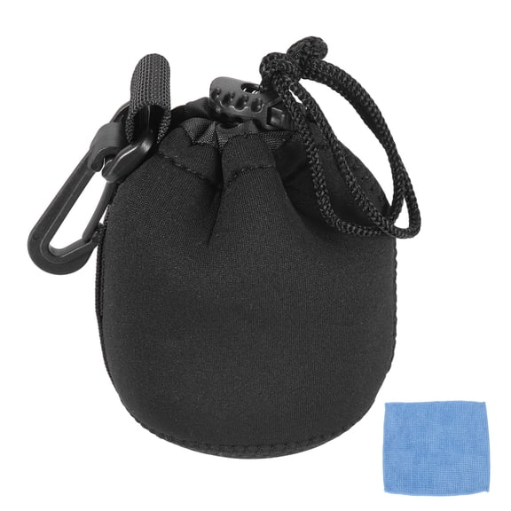 Uxcell Camera Lens Pouch, 3.15" ID x 3.94" H Drawstring Lens Pouch, Black