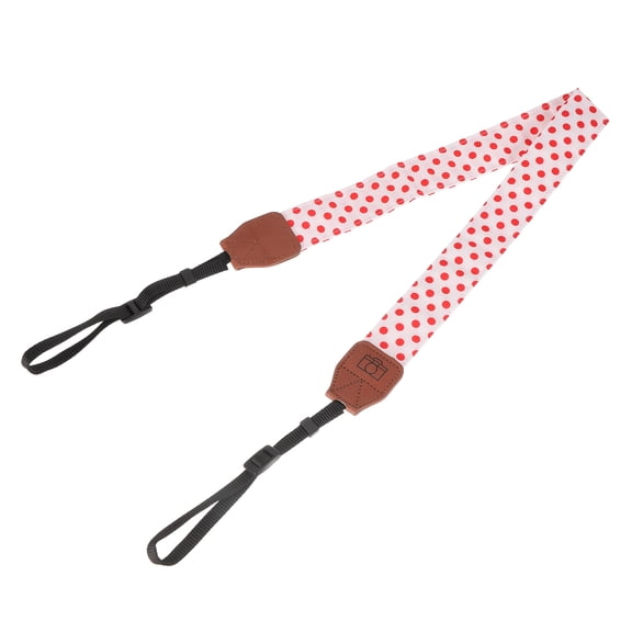 Uxcell Camera Strap (White-Red) - Adjustable Universal Shoulder Neck Strap Vintage Polka Dot Camera Lanyard, Fits for Women Men DSLR SLR Mirrorless Photography