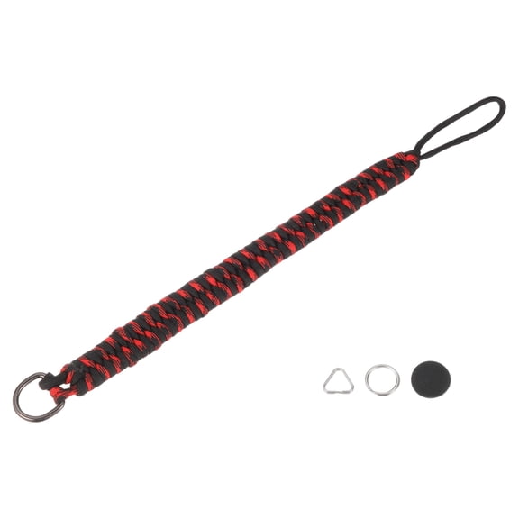 Uxcell Camera Wrist Strap - Paracord Camera Hand Straps Adjustable Wrist Lanyard Bracelet with Adapter Rings for DSLR/SLR/Digital Camera Phones Keys Wallets, Red/Black