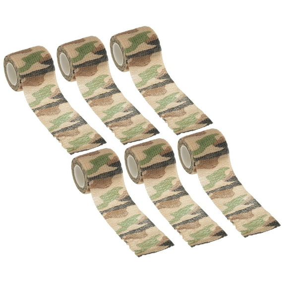 Uxcell Camouflage Tape 2" x 5 Yards, 6 Pack Self Adhesive Protective Camo Tape Wrap Waterproof Bandage, Dark Camo
