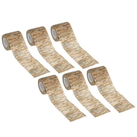 Uxcell Camouflage Tape 2" x 5 Yards, 6 Pack Self Adhesive Protective Camo Tape Wrap Waterproof Bandage, Desert