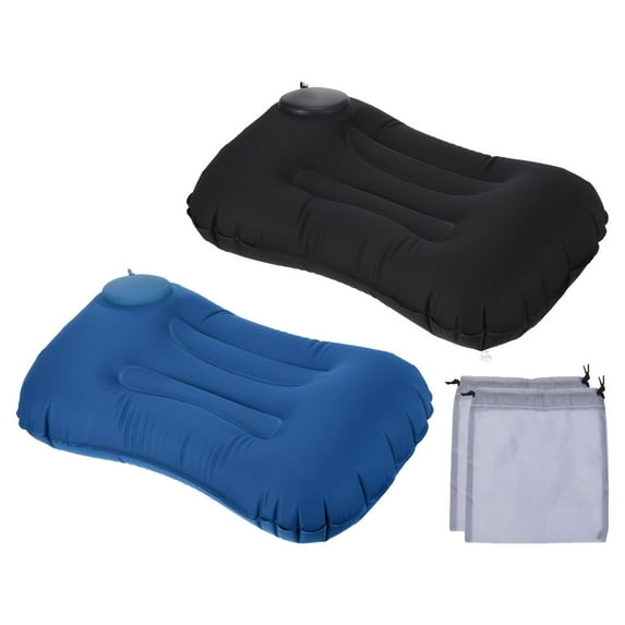 Uxcell Camping Pillow, Portable Camp Beach Pillow Lumbar Support for Hiking, Blue Black 2 Pack